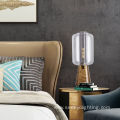Clear smoke gray and amber glass table lamp